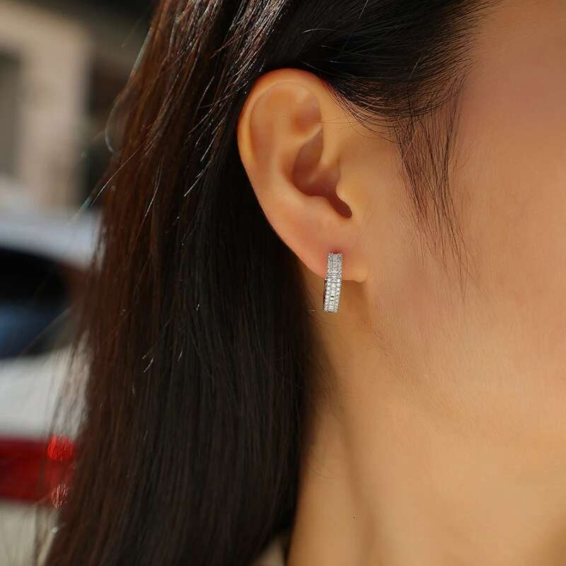 Smyoue Plated D VVS1 All Moissanite Hoop Earrings for Women Pass Dia Test S Sterg Sier Ear Jewelry Wholesale GRA