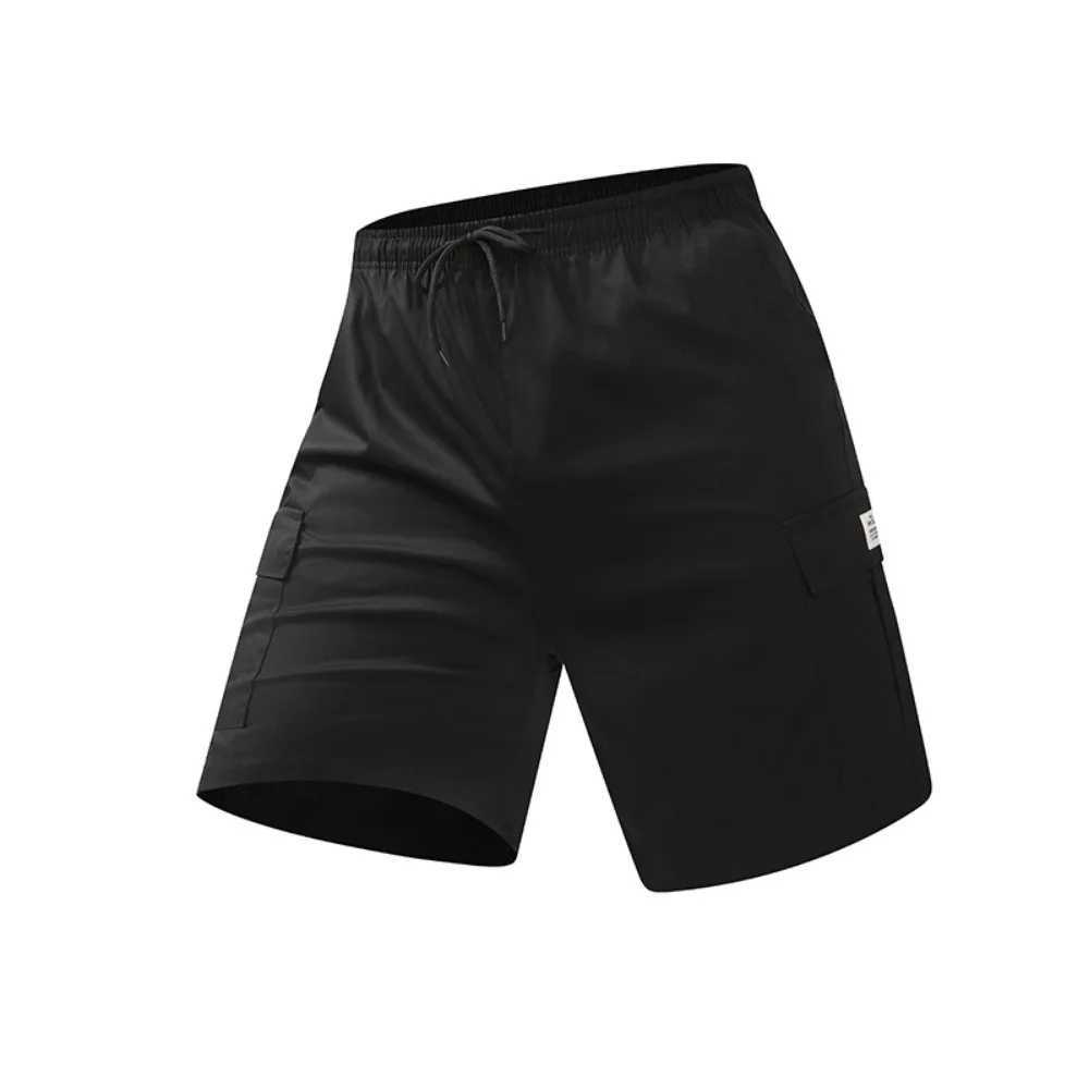 2025 Mens Multi Pocket Cargo Shorts Khaki Grey Black Casual Knee Length Drawstring Cargo Shorts for Summer Bermuda ShortsT250304