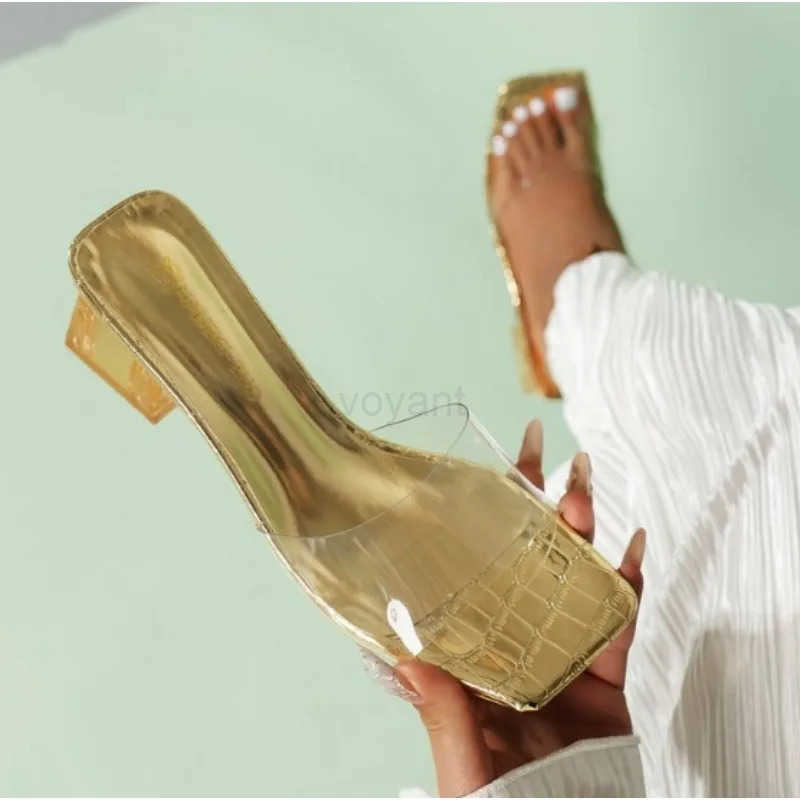 Crystal Clear Transparent Slippers Fem Shoes Middle H Cfortable New Summer Wen Shoes Wan Fi Cool Mes Slides Z250304