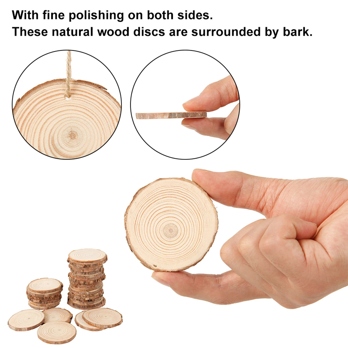 30Pcs Natural Wood Slices Unfinished Wooden Slices Round Rustic Wood Pieces Craft Wood Circle Kit Party Decoration for DIY