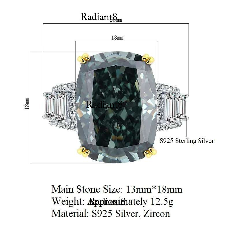 Halaile S Sterg Sier Zircon High Carbon Dia Gemstone Ring Fine Jewelry Opulent Party Gift for Women