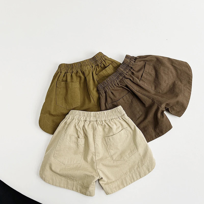 Spring Summer Children Shorts 1-8Y Boys Girls Cotton Solid Short Pants Casual Trousers Korean Toddler Wear For Kids Clothing 250304