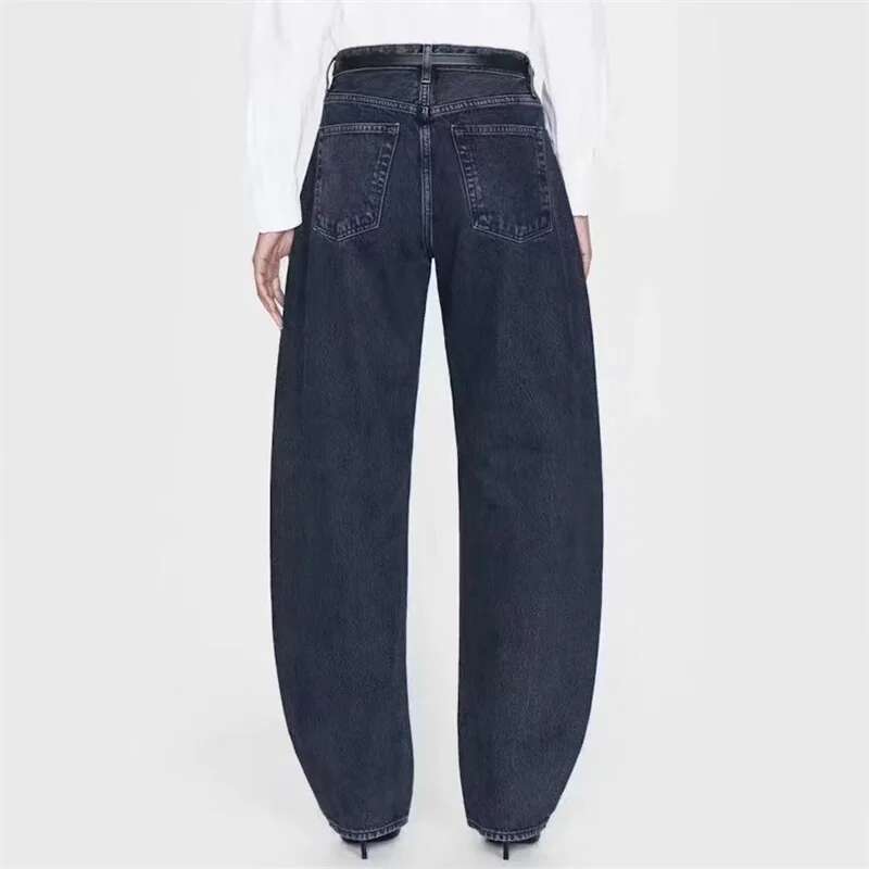 Women's Jeans New High Waisted Slim Fit Women's For Summer 2025 Retro Washed Pure Cotton Straight Wide Leg Pants