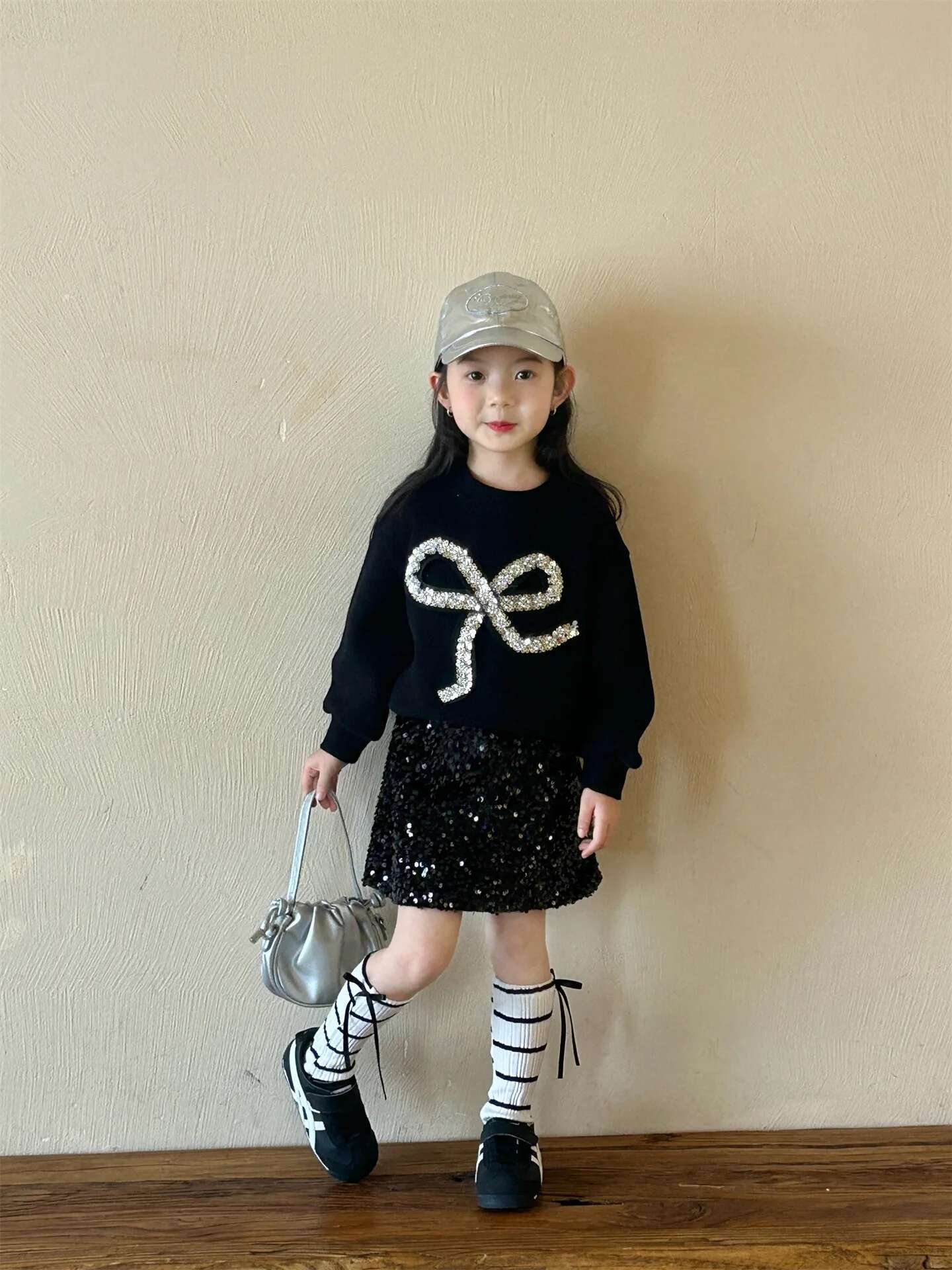 Sweater 2025 Spring New Childrens Clothing Korean Fashion Bow All-Match Casual Hoodie Kids Clothes Girls