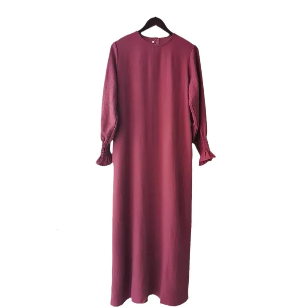 Ivory Womens Long Dress Fashionable Round Neck Solid Color Direct From Manufacturer 250303