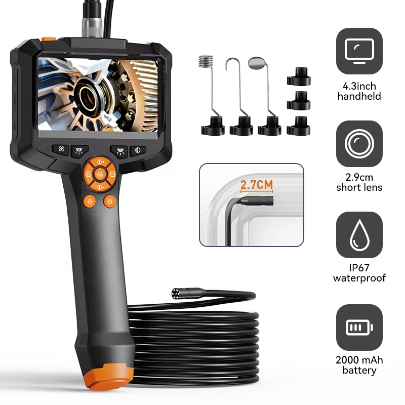 Industrial Endoscope Camera 4 3inch IPS Screen IP67 Waterproof HD1080P 8mm Lens Pipe Sewer Inspection Camera Borescope For Car