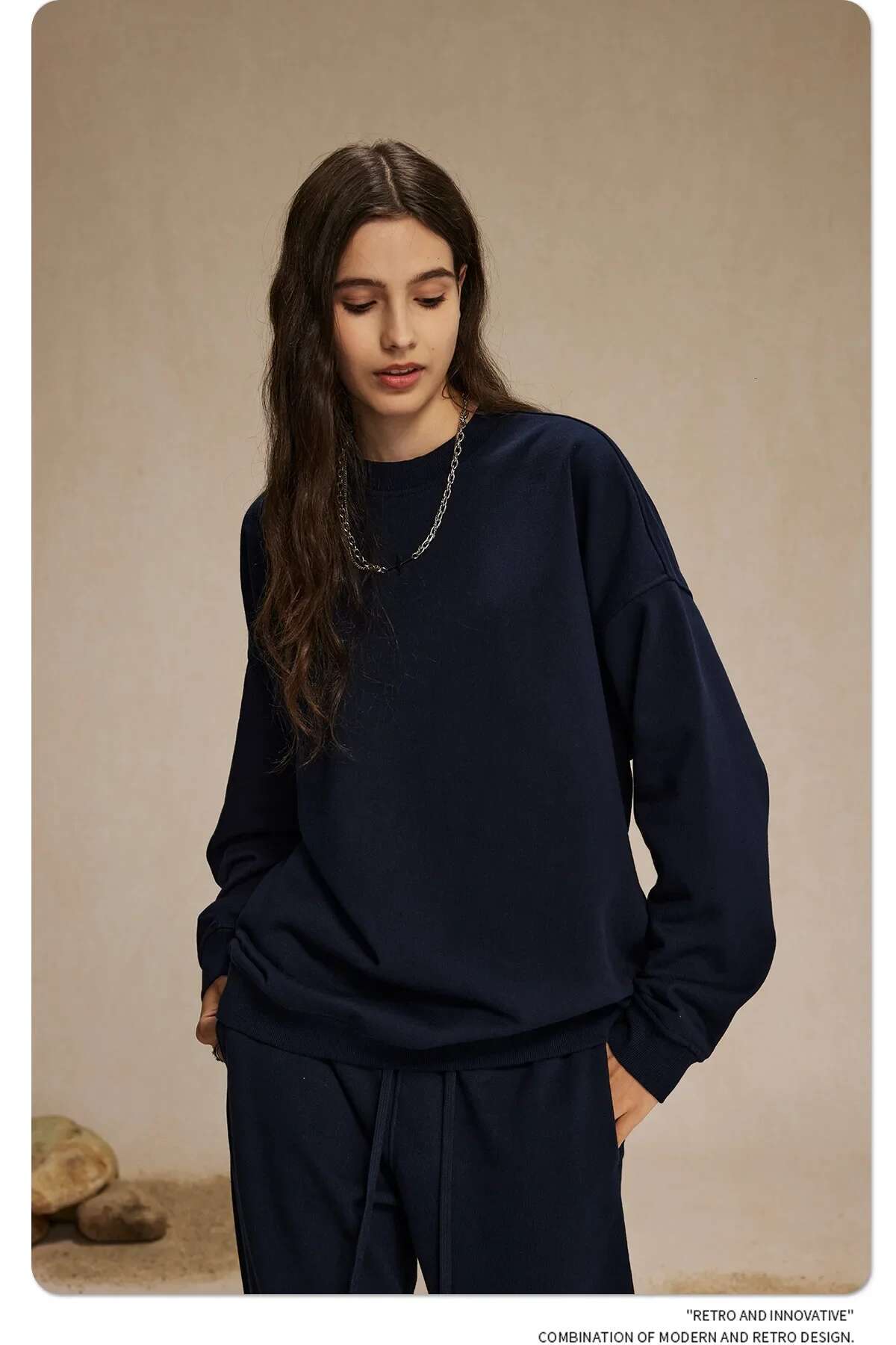 Men's New 430G Terry Sweater Street Trendy Brand Autumn Men's And Women's Round Neck