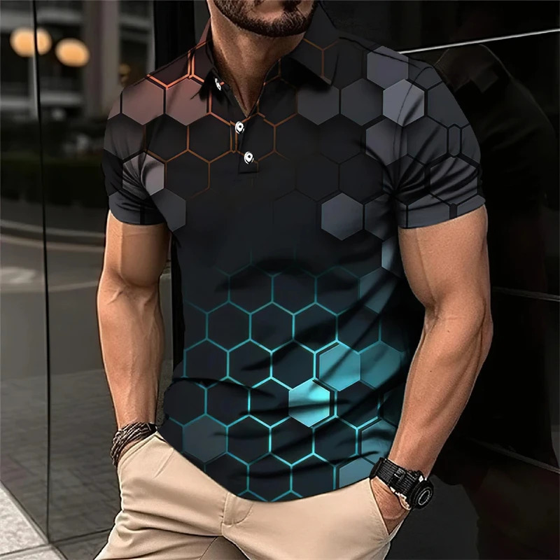 Cool Mecha 3D Printed Short Sleeve Polo Shirts For Men Clothes Tech Style Short Sleeve Fashion Techwear Sports Muscle POLO Shirt 250304
