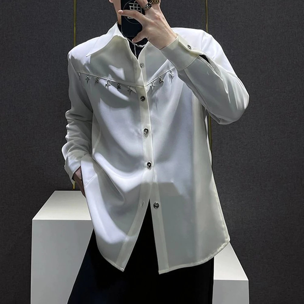 Fashion party dance niche high-end mens clothing summer street trend solid color loose casual Y2k mens clothing 250227