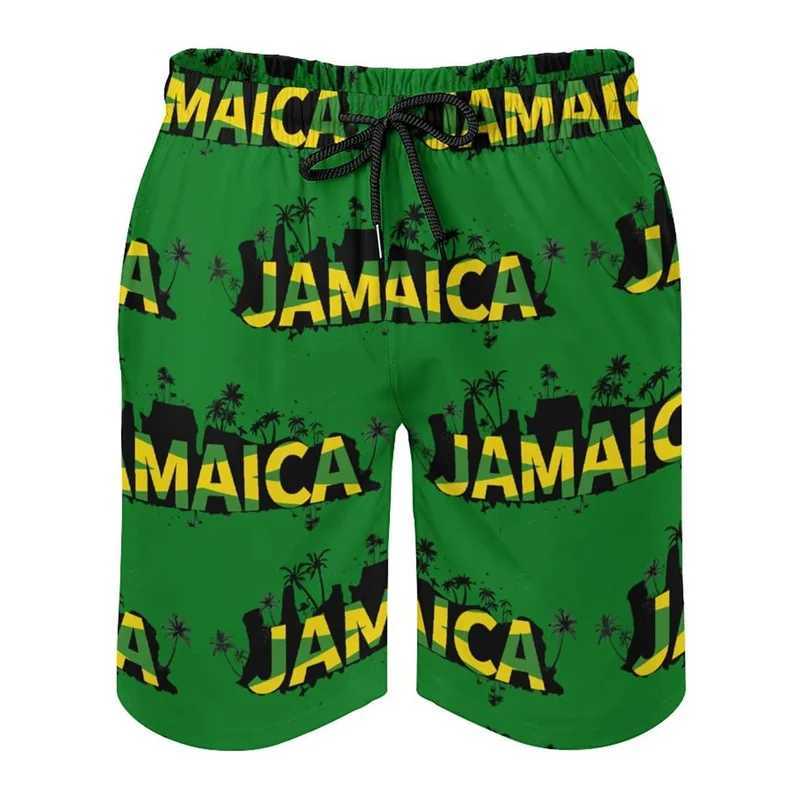 Mens 3d Printed Jamaican Flag Swim Trunks Fashion Summer Jamaica Beach Surf Board Shorts Quick Dry Sports Gym Short PantsT250304