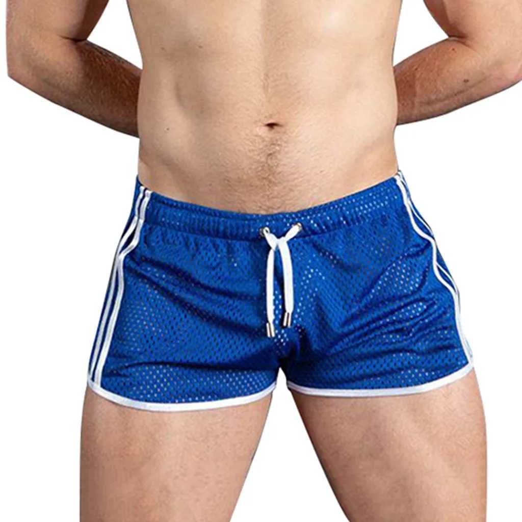 Mens Sport Running Shorts Quick Dry Grid Workout Short Pants 2025 Summer Cool Breathable Mesh Men Beach Swim Shorts SweatpantsT250304