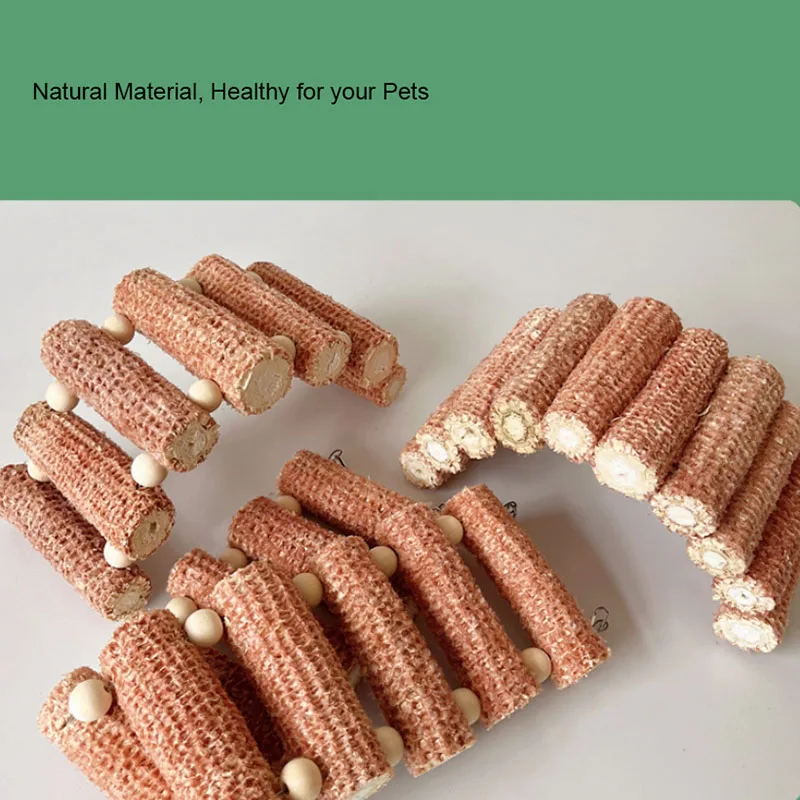 Natural Hamster Toy Corn Cob Ladders Platform Natural Toys for Chinchilla Hamster Small Animals Pets Cage Accessories Parrots