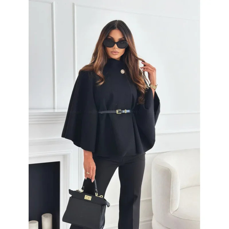 Quick sale of solid color waist fitting ties scarves wool jackets regular styles for all seasons 250225