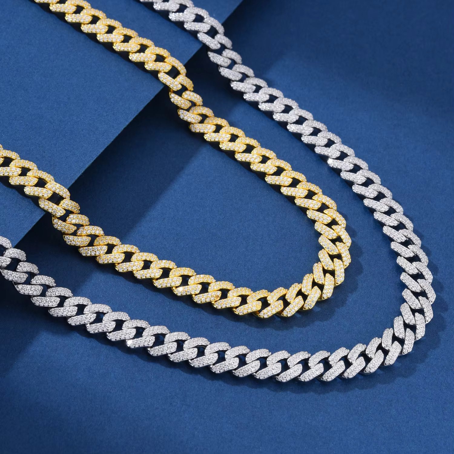 Moissanite Cuban k Chain Custom Jewelry Miami Real Sterg Sier Cadena Cubana Dia Cut Hip Hop Necklaces Gifts