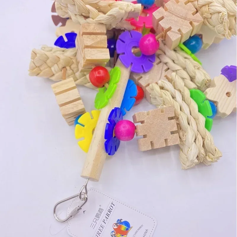 Parrot Nibbling Toy Bird Supplies, Corn Wood Creative Hanging Pieces, Plastic Flower Pieces, Large Parrot Bird Toys