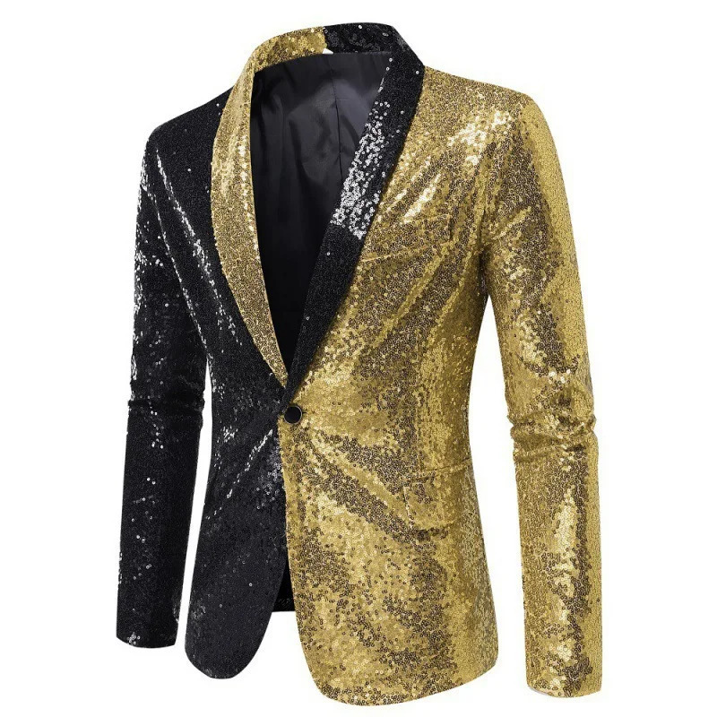 Performance Dress Color Matching Sequined Suit Nightclub Mens Clothing Host Studio Jacket 250304