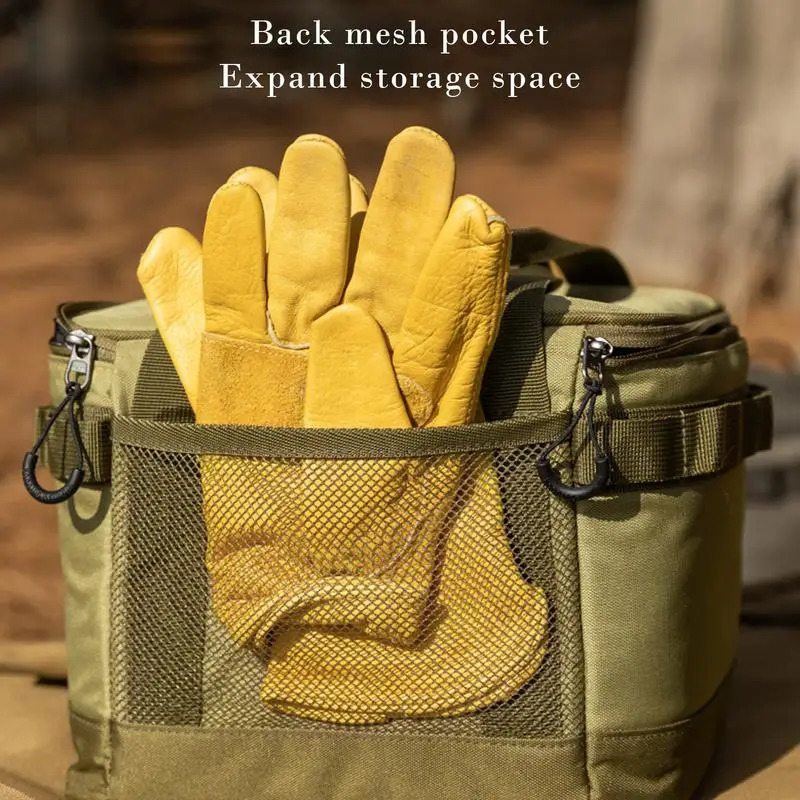 Ship from US 10L Outdoor Camping Gas Tank Storage Bag Large Capacity Ground Nail Tool Canister Picnic Cookware Utensils Handbag 250304FBB