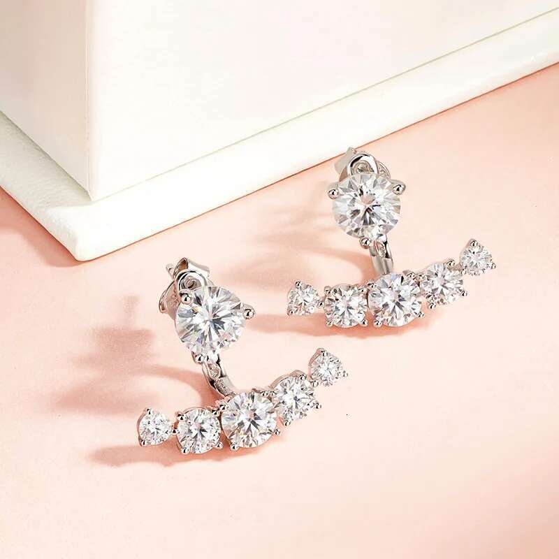 Smyoue 4.6CTTW Full Moissanite Stud Earrings for Women Sparkly Simulated Dia S Sterg Sier Ear Jewelry Christmas Gift
