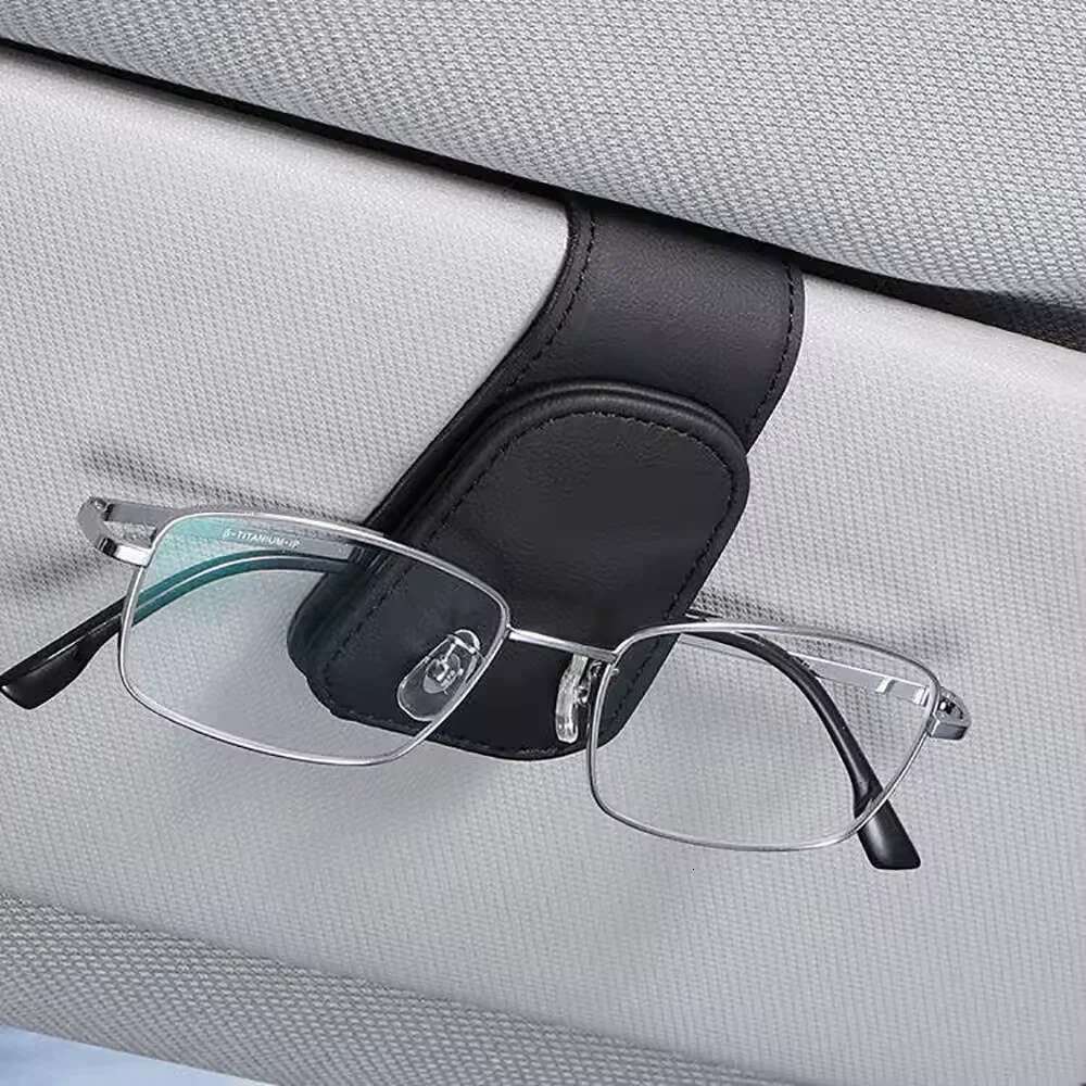 Update Car Auto Sun Visor Eyeglass Hanger Clip Leather Glasses Holder Magnetic Multi-Function Automobile Storage Accessories