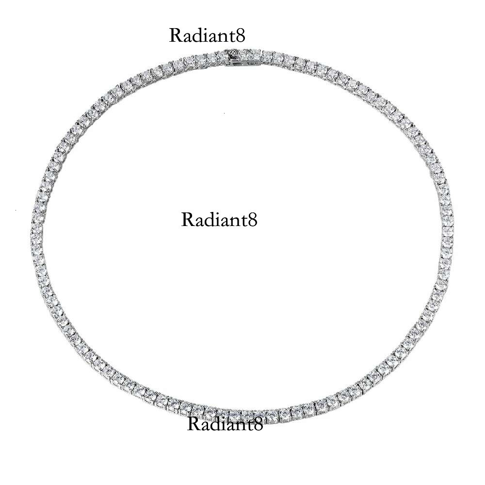 Hip Hop 3m/4m/5m Created Moissanite Gemstone Unisex Basic Tennis Chain Necklace Fine Jewelry Wholesale
