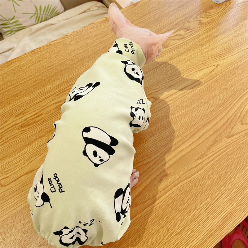 Cotton Cartoon Coat for Sphynx Cat in Spring Winter 4-legged Undershirt for Cats Cute Duck Puppy Panda Loungewear for Kittens