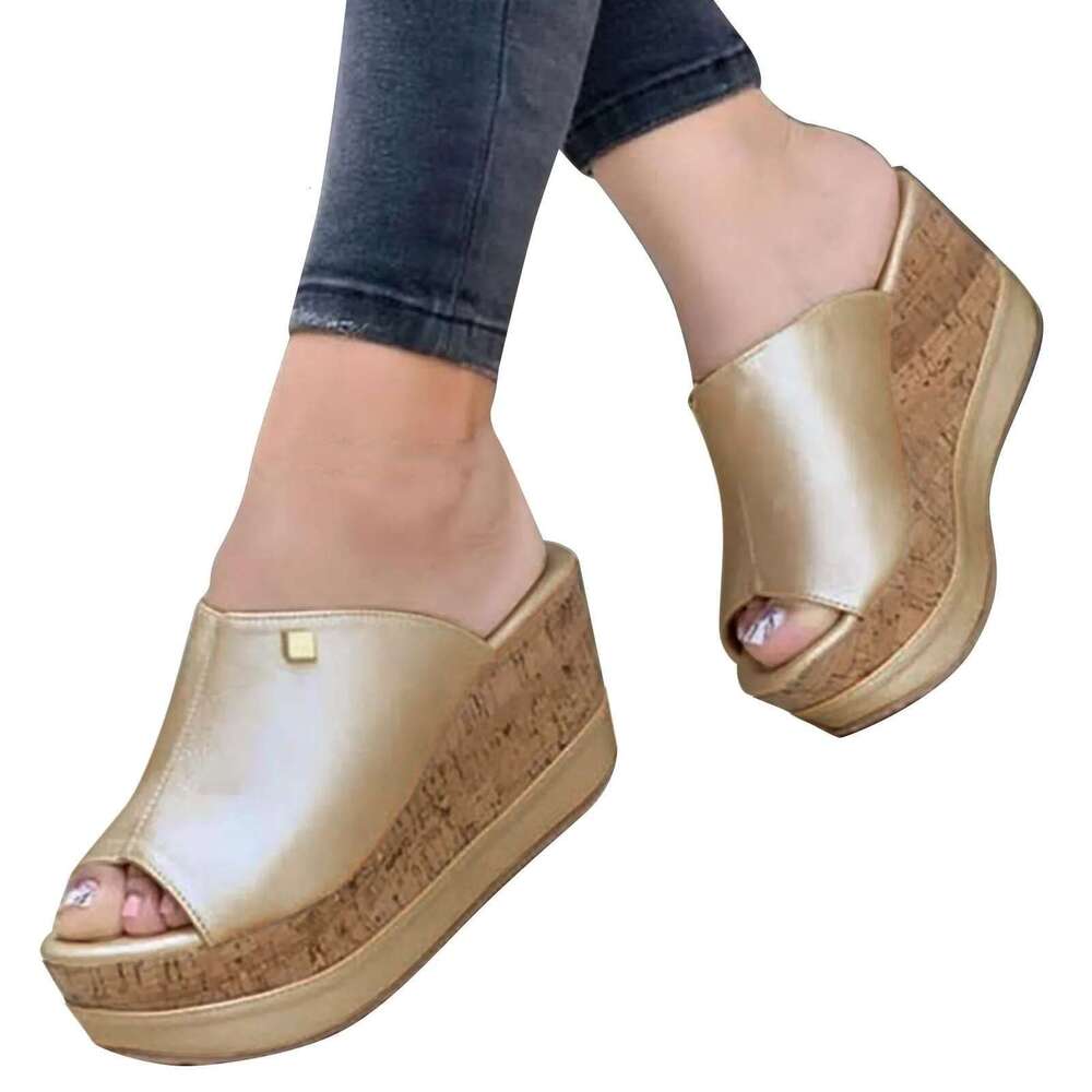 For Summer Roman Sandals Solid Color Wedge Platform Slippers Elegant Fashion Shoes Ladies