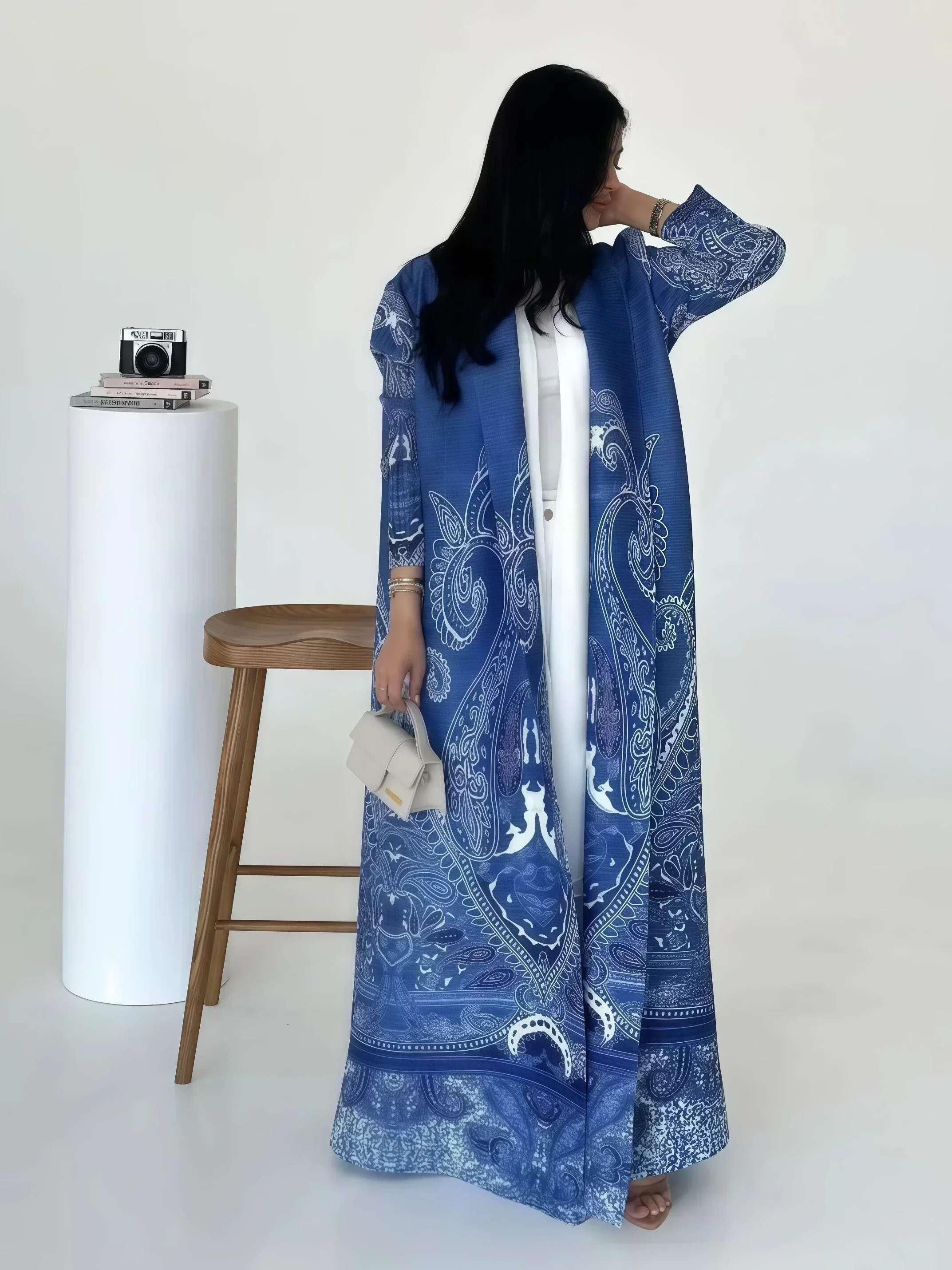 YUDX Miyake Pleated Print Foldable Collar Women's Long Sleeve Robe 2024 New Winter Original Design Fashion Cardigan Coat