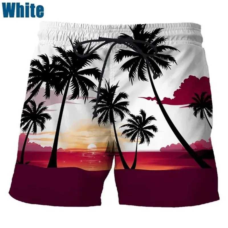 Coconut Tree Hawaiian Beach Shorts 3D Printing Summer Mens Casual Swimming Shorts High Elastic Quick Dry Swim TrunksT250304