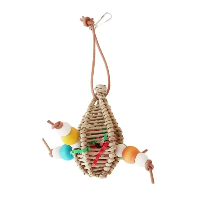 Parrot Toy, Rattan Carambola Gnawing String, Wooden Leather Rope, Paper and Silk Teeth Grinding Supplies Bird Toys