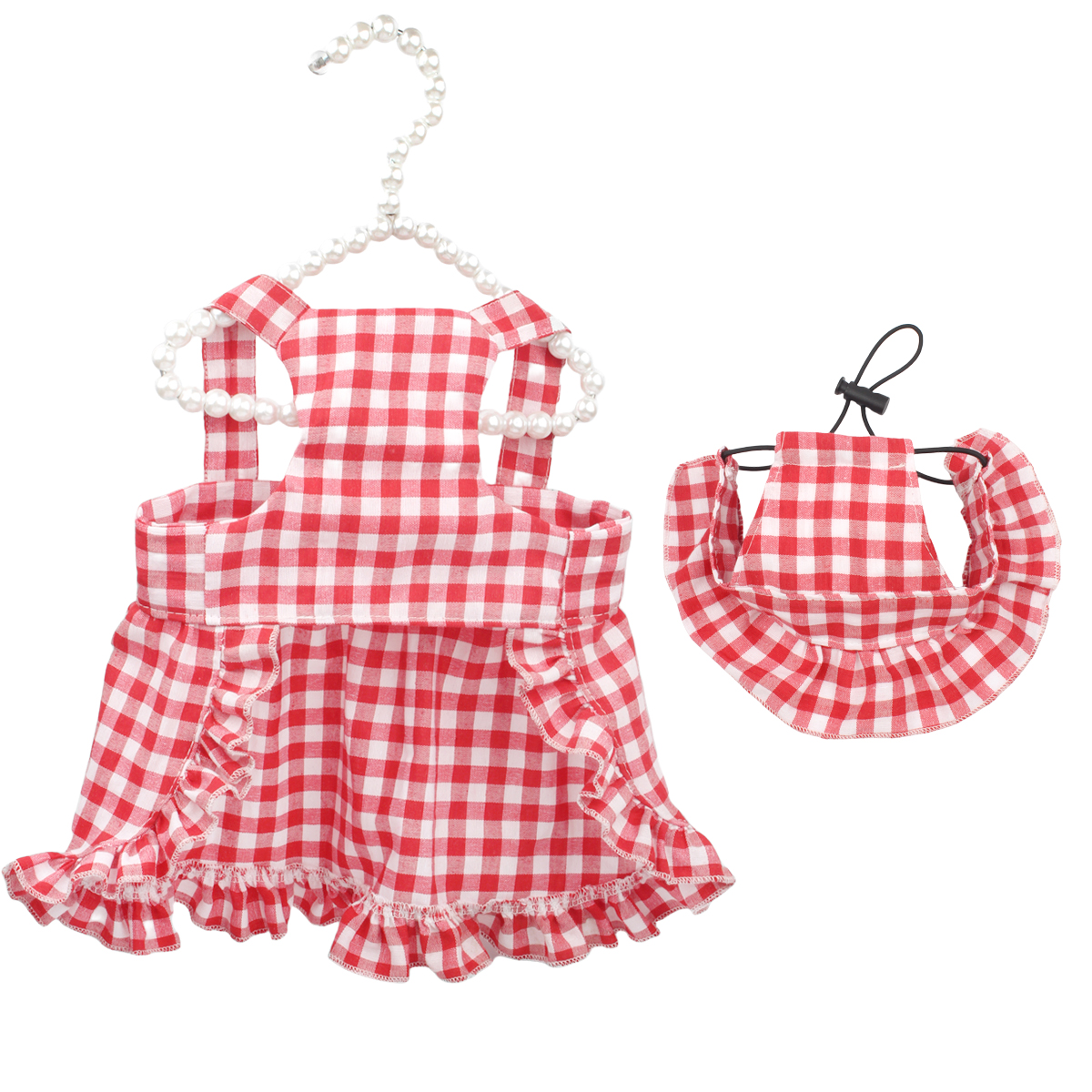 Pet Dress Cute Skirt Spring & Summer Cat and Dog Clothes For Small Medium Large Dog Poodle Chihuahua Teddy Red Plaid Costumes