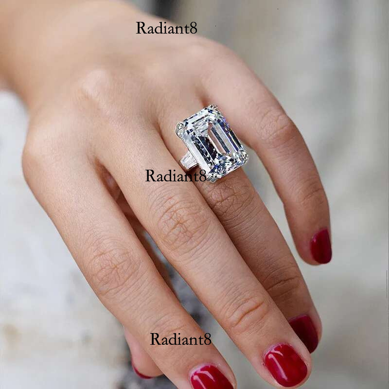 Sterg Sier Shiny Big Rectangle Zircon Women Rings White/Pink Stones Available Bridal Wedding Ring Top Quality