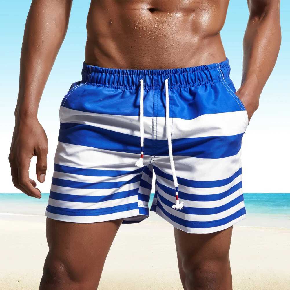 Beach Pants Summer New Style Mens Swim Shorts Pocket Mens Swimming Shorts Quick Dry Beach Trunks Swimwear with Mesh LiningT250304