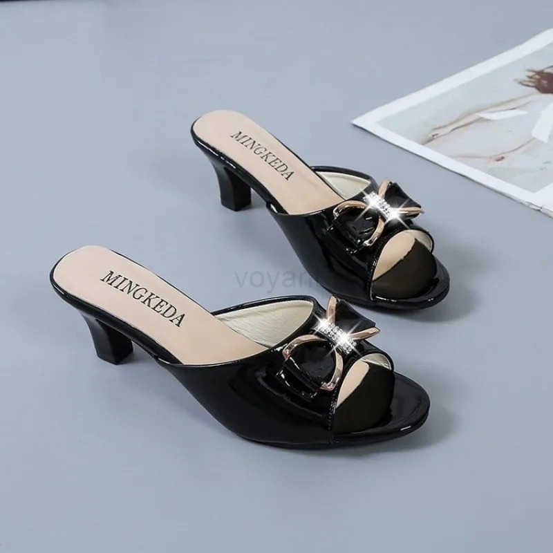 Summer Fem Sandals Wen Slippers Sexy Open Toe Fish Mout Ladies Rhine Bowknot Slides Shoes Plus Size 42 Z250304