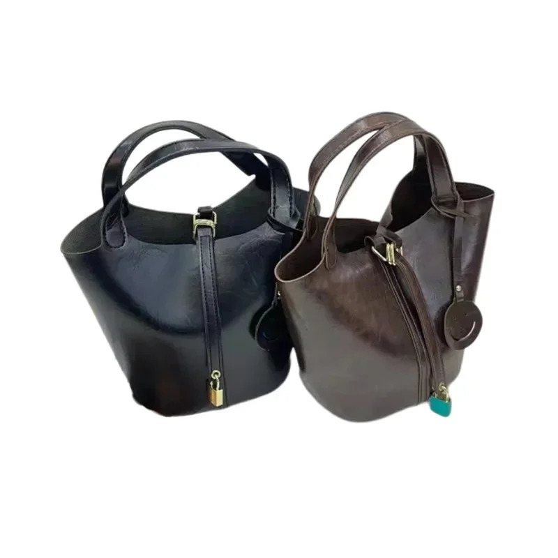 Versatile bag crossbody womens high-end sensory vegetable basket womens bag niche retro bucket bag handbag 250303