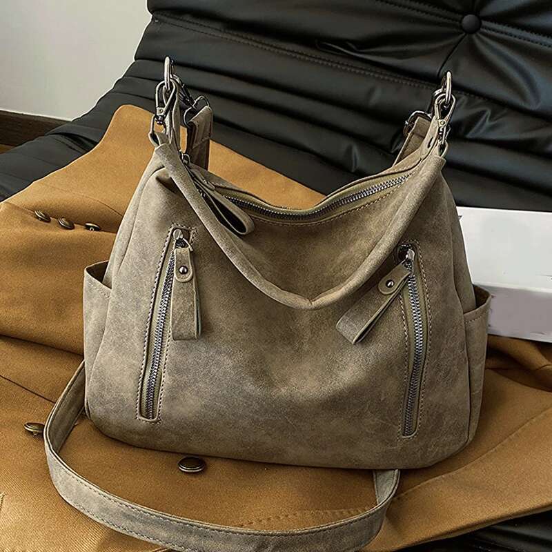 Women Crossbody Bag Designer Oblique Cross Single Shoulder Bag Large Capacity Handbags Retro Matte PU Leather Hobos Purse