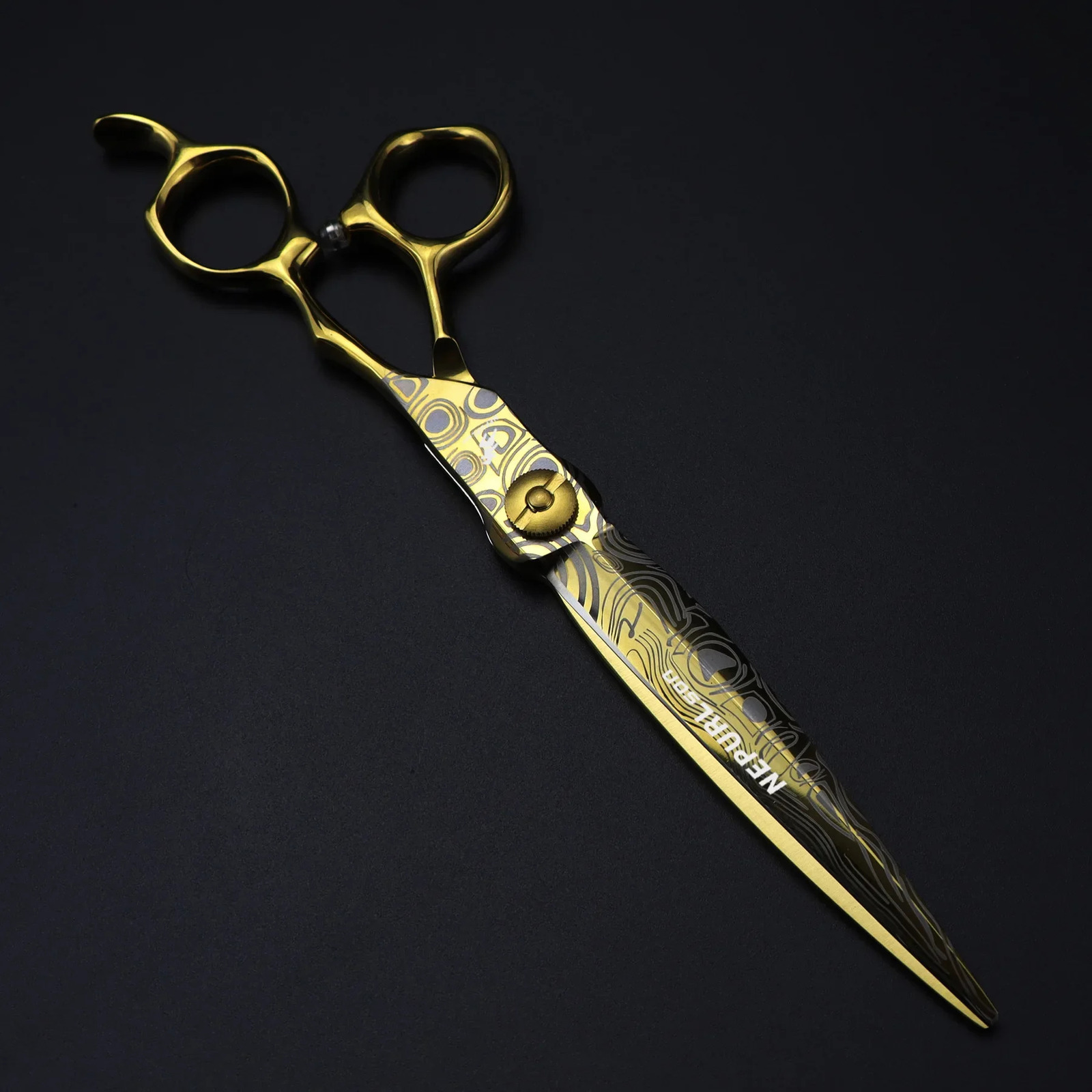 Professional Gold JP440c Top Steel 7 Damask Pattern Hair Scissors Haircut Thinning Barber Cutting Shears Hairdresser Scissors 250304