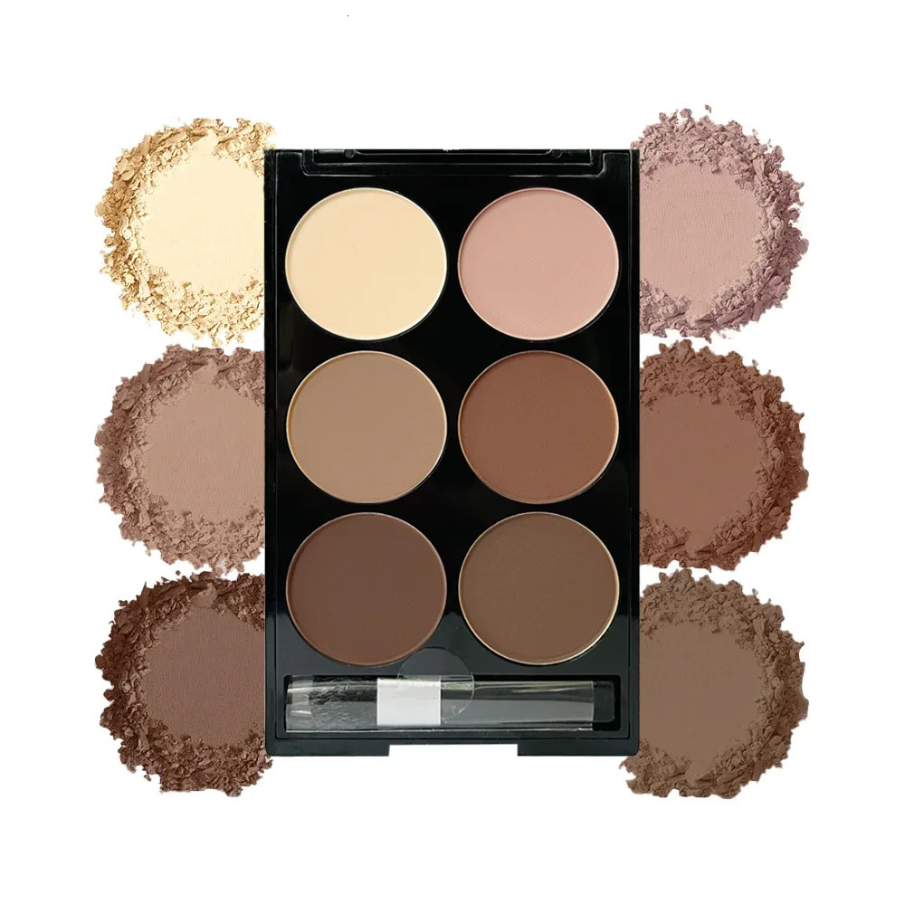 6 Colors Highlight Contouring Powder Palette Face Shadow Makeup With Brush Bronzer Color Correcti 250219