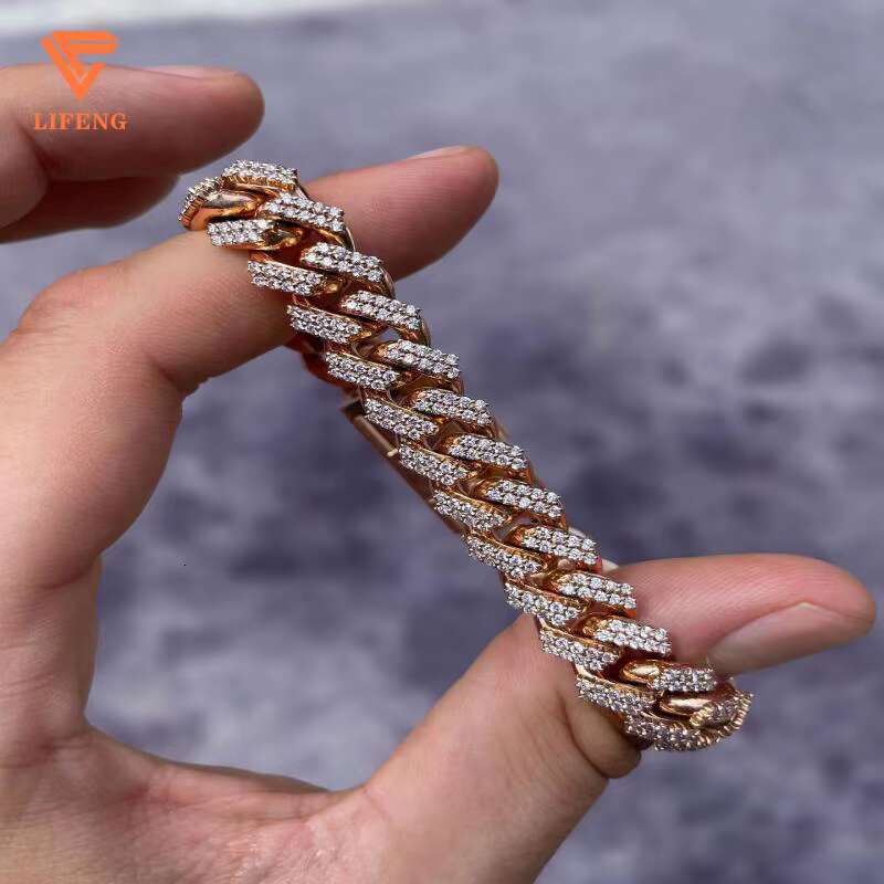 12Mm Ice Out VVS Moissanite Sterg Sier K Chain Hip Hop Cuban Necklace Bracelet For Men And Women