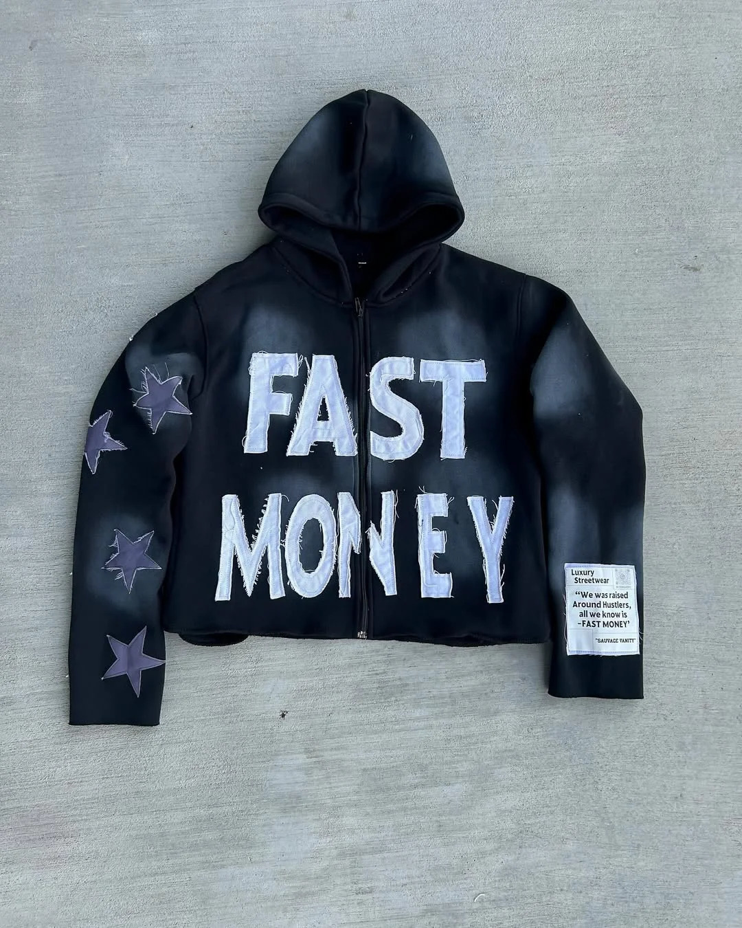 Y2K niche hip-hop personality retro letter rough print zipper cardigan loose casual sports couple fashion sweatshirt hoodie 250303