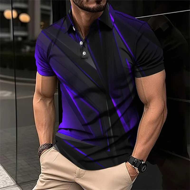 Cool Mecha 3D Printed Short Sleeve Polo Shirts For Men Clothes Tech Style Short Sleeve Fashion Techwear Sports Muscle POLO Shirt 250304