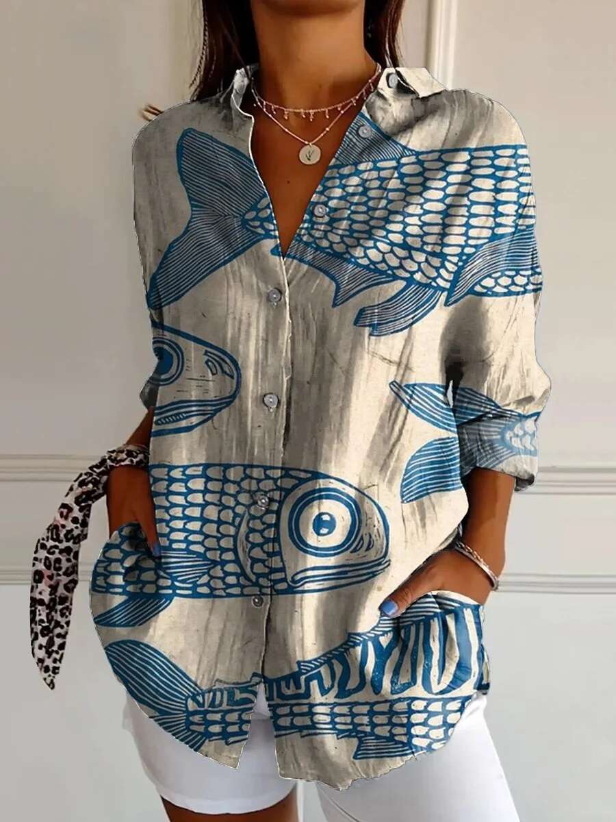 2024 And Tops Elegant Ral Shirt Octopus 3D Printing High Quality Long Sleeve Fashion Plus Size Women's Shirts