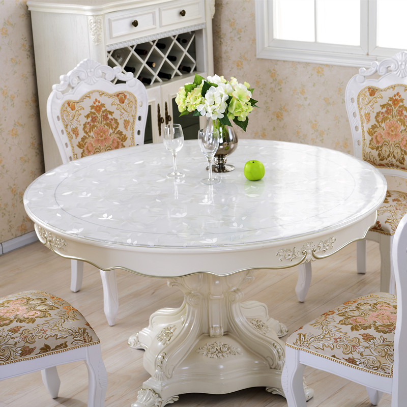PVC round round table tablecloth waterproof and oil-proof washable soft glass transparent plastic table mat rubber pad 5Y8F01