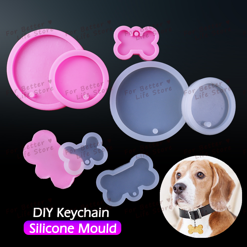 1Pcs DIY Dog Tag Bone Shaped Keychain Casting Soft Silicone Mould Crafts Key Chain Pendant Making Tools Crystal Epoxy Resin