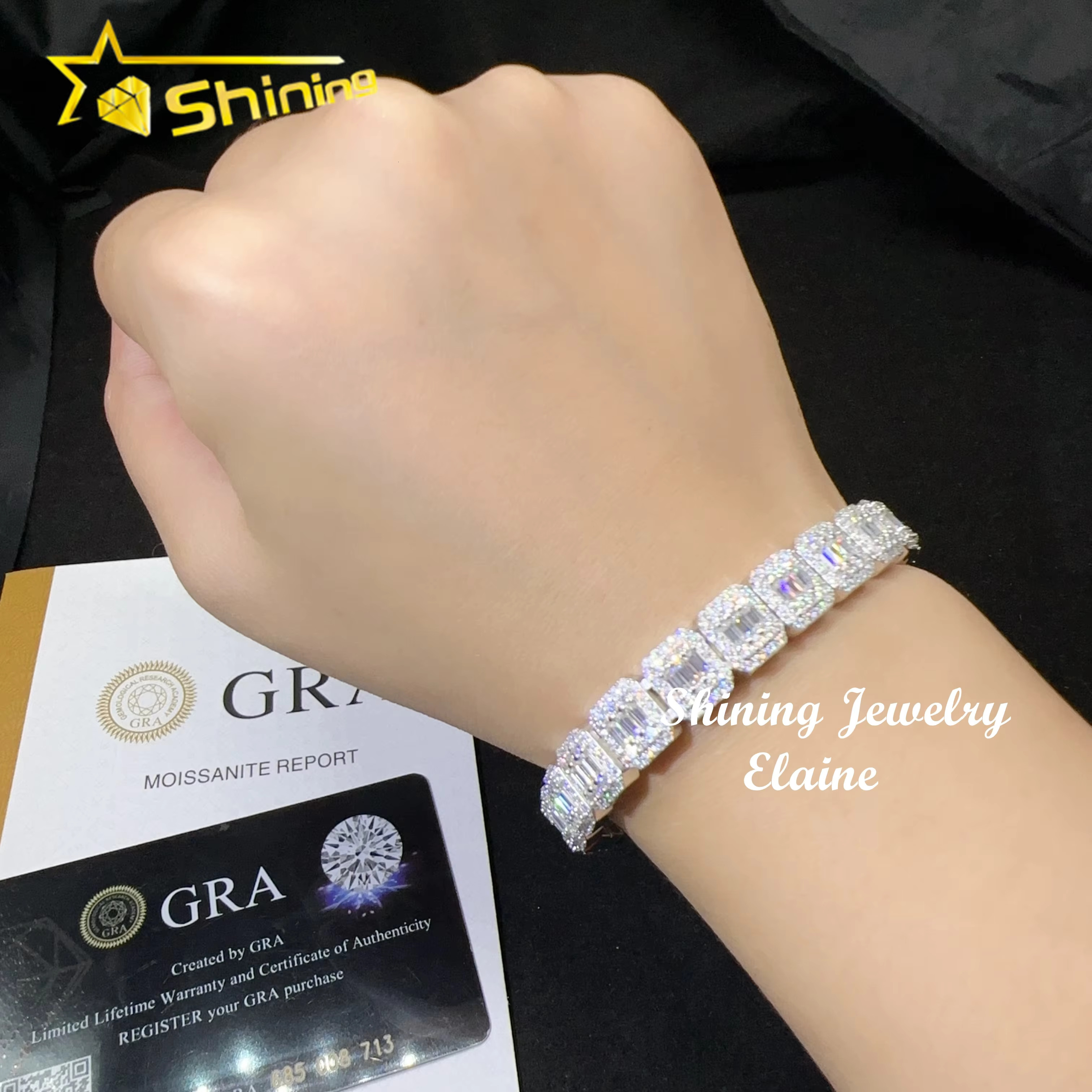 Sterg Sier Iced Out Dia Ready to Ship Vvs Moissanite Hip Hop Jewelry Tennis Bracelet