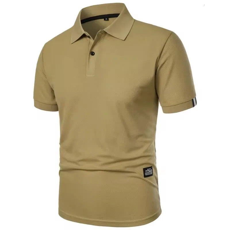 Summer Mens Solid Color Polo Shirt Short Sleeve Lapel Button Tshirts for Men Casual Streetwear Lightweight Jogging Tops 250304