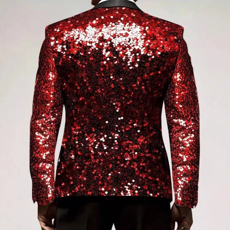 Mens Sequined Suit Party Wedding Show Dress Club Jacket 250304