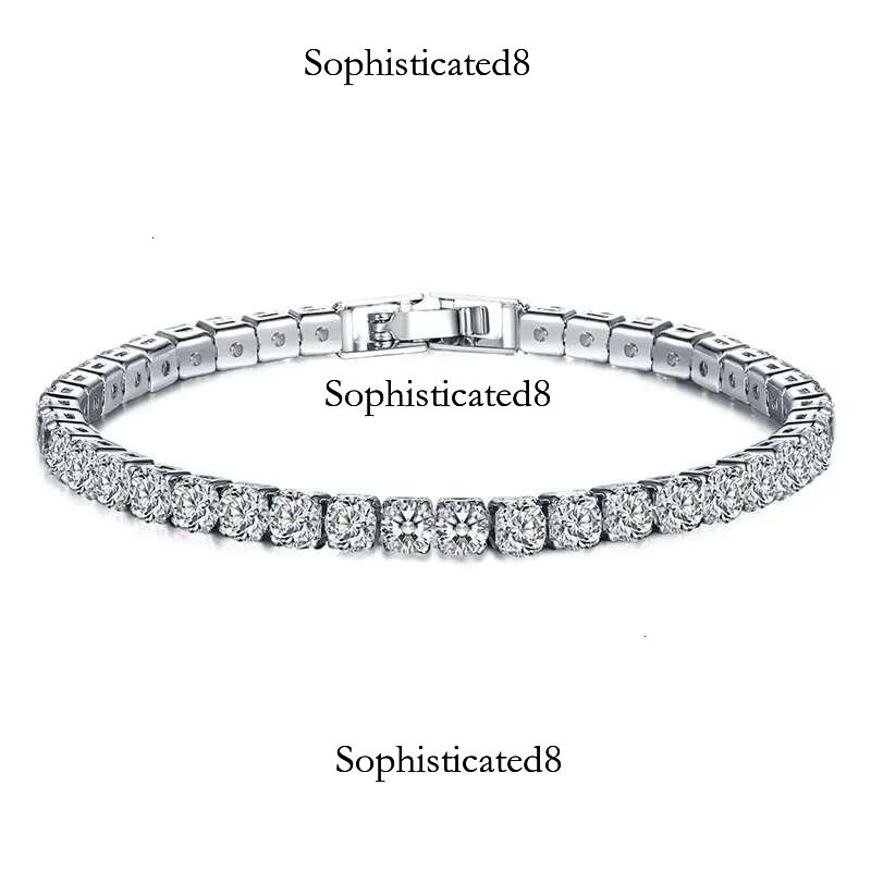 New Sterg Sier Fashionable Hip Hop Style Classic Full Zircon Tennis Shining Exquisite Bracelet DIY Couple Gift