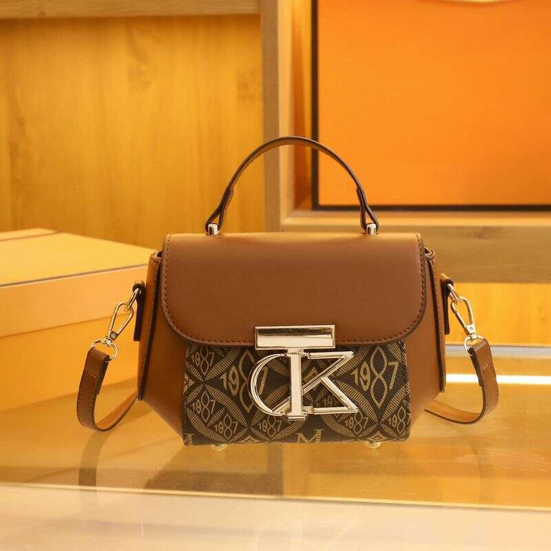 Women's Bags New High-End Print Splicing Small Square Bag Shoulder Crossbody Handbag