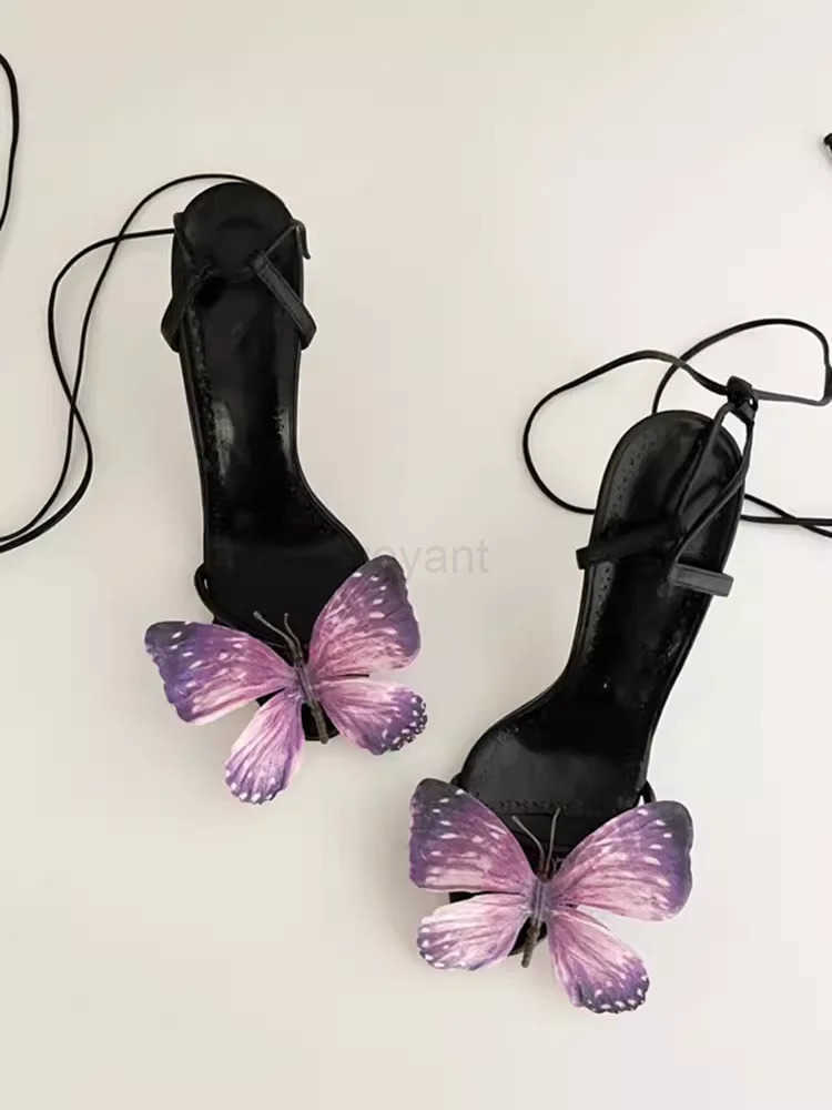 Niche 3D Flower Sandals for Wen 2024 New Summer French Fine Heel Sexy Open toed High H Z250304