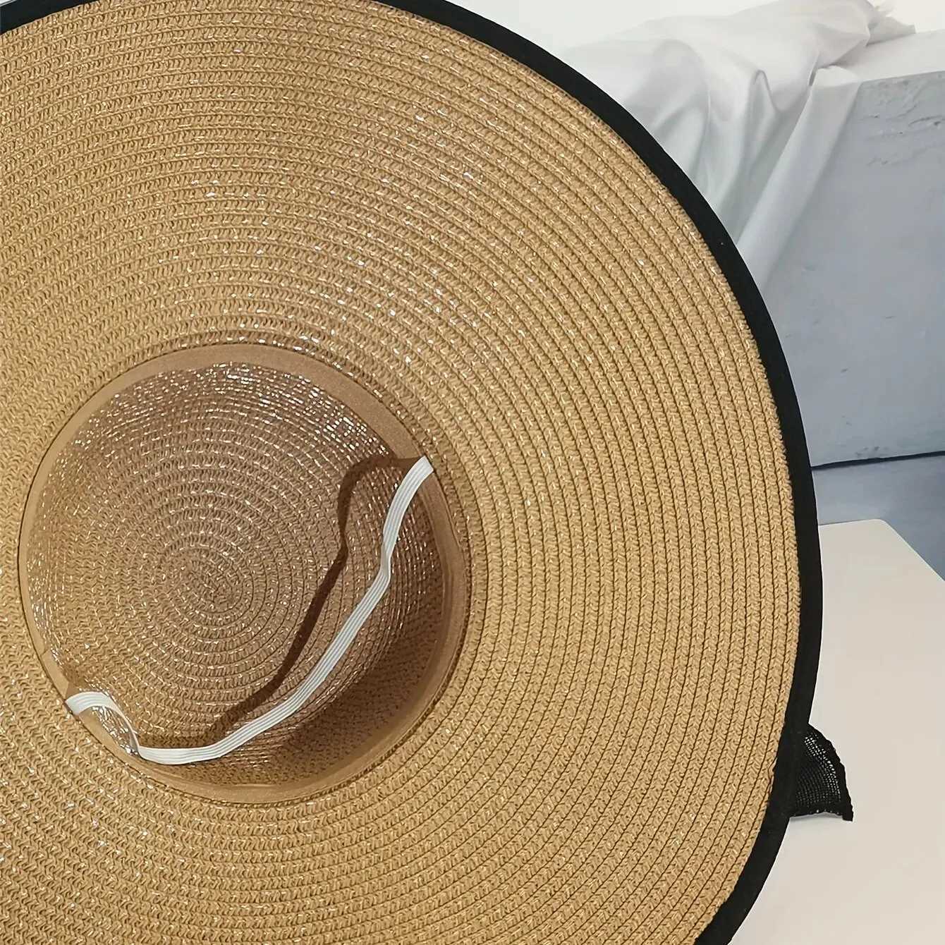 Summer Str Hat Beach Korean Style Seaside Large Brim Outdoor Sun Protection Sun Hat Vacation Foldable Str HatXJ250304